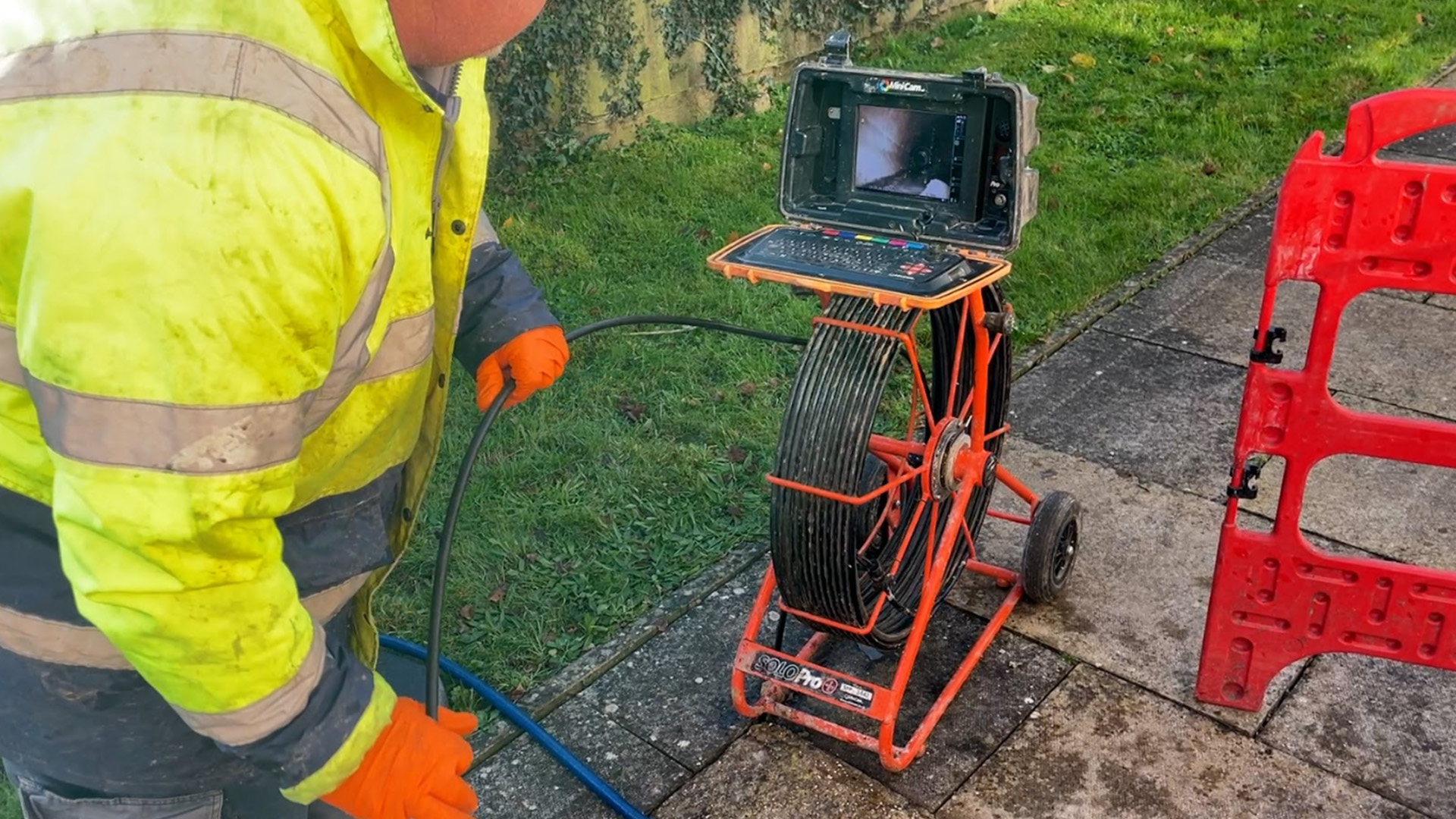 CCTV drain survey camera being used in London